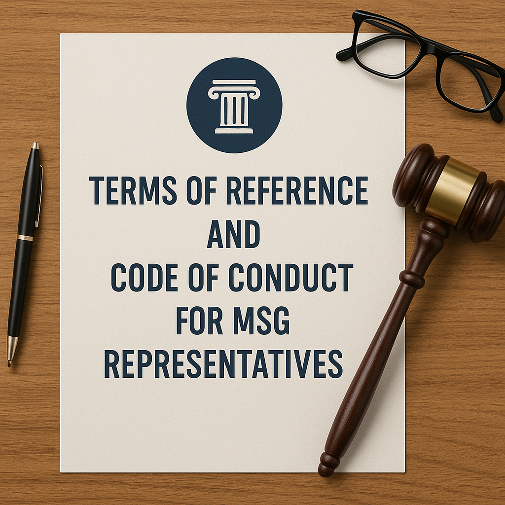 TERMS OF REFERENCE AND CODE OF CONDUCT FOR CIVIL SOCIETY  MSG REPRESENTATIVES